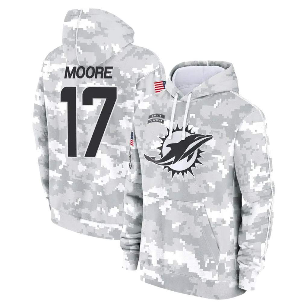 Parkc M.Dolphins #17 Trey Moore Player Arctic Camo Salute to Service Hoodies Limited Game Stitched Jerseys
