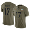 Parkc M.Dolphins #17 Trey Moore Player Olive Salute To Service Limited Stitched Jerseys