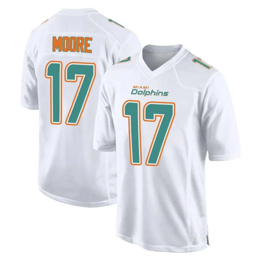 Parkc M.Dolphins #17 Trey Moore Player White Fashion Home Game Stitched Jerseys