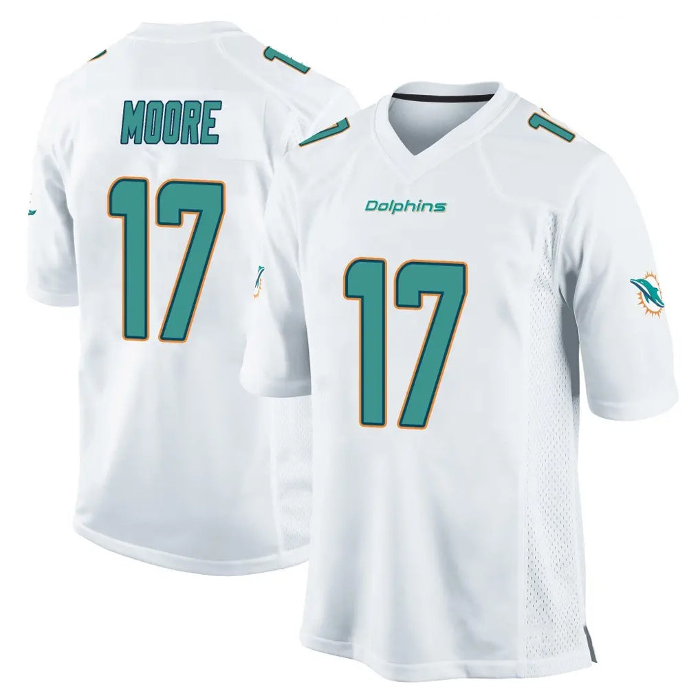 Parkc M.Dolphins #17 Trey Moore Player White Home Game Stitched Jerseys