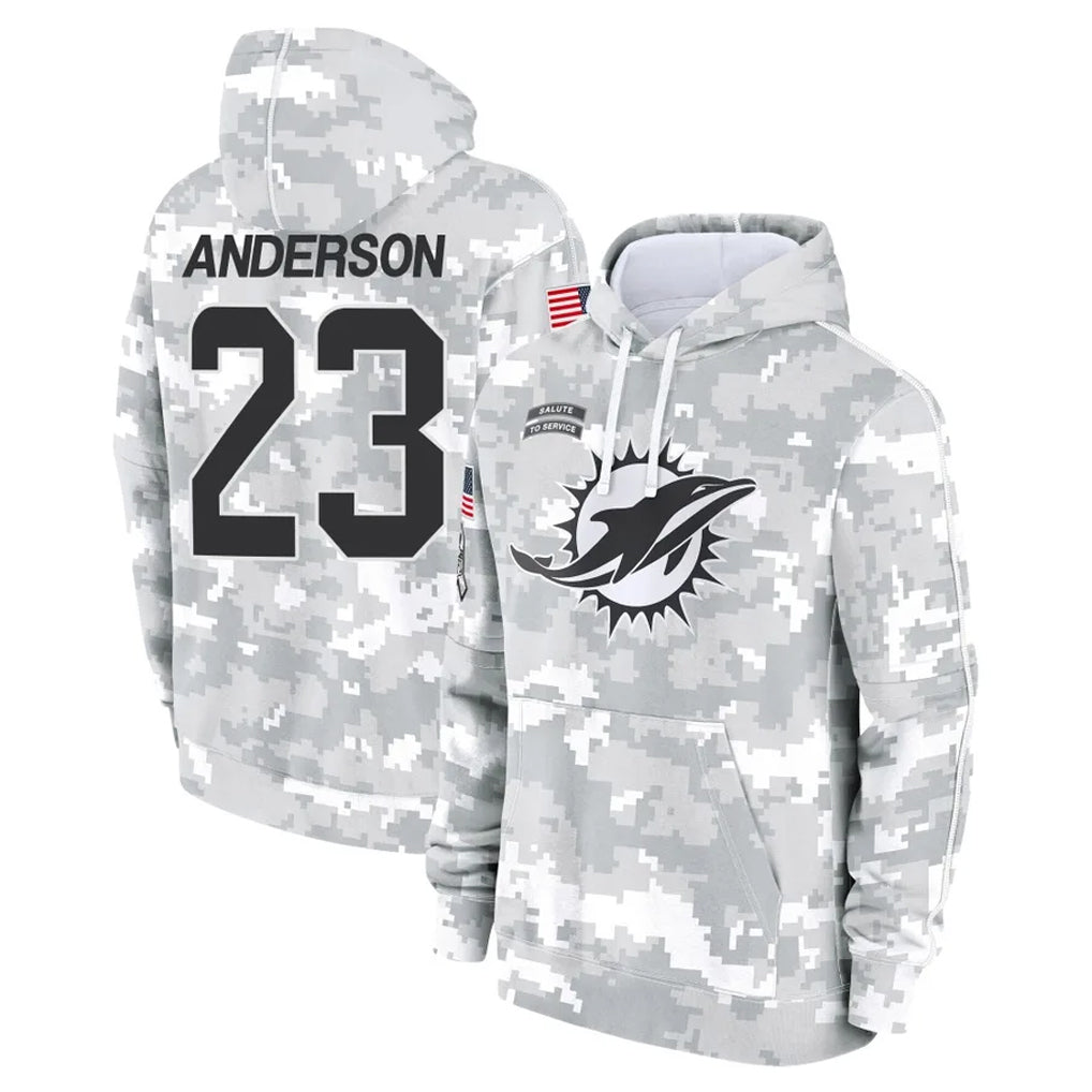 Parkc M.Dolphins #23 Zayne Anderson Player Arctic Camo Salute to Service Hoodies Limited Game Stitched Jerseys