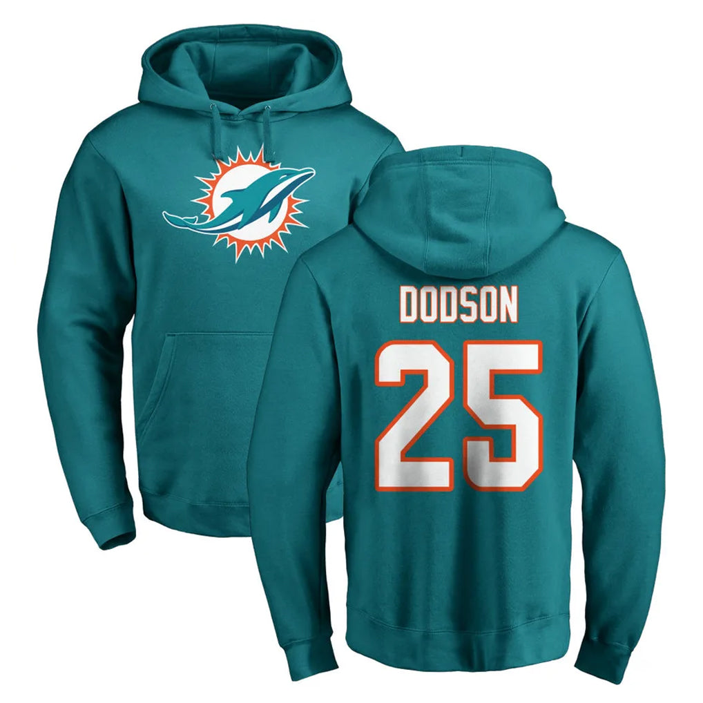 Parkc M.Dolphins #25 Tyrel Dodson Player Aqua LOGO Pullover Hoodies Limited Stitched Jerseys