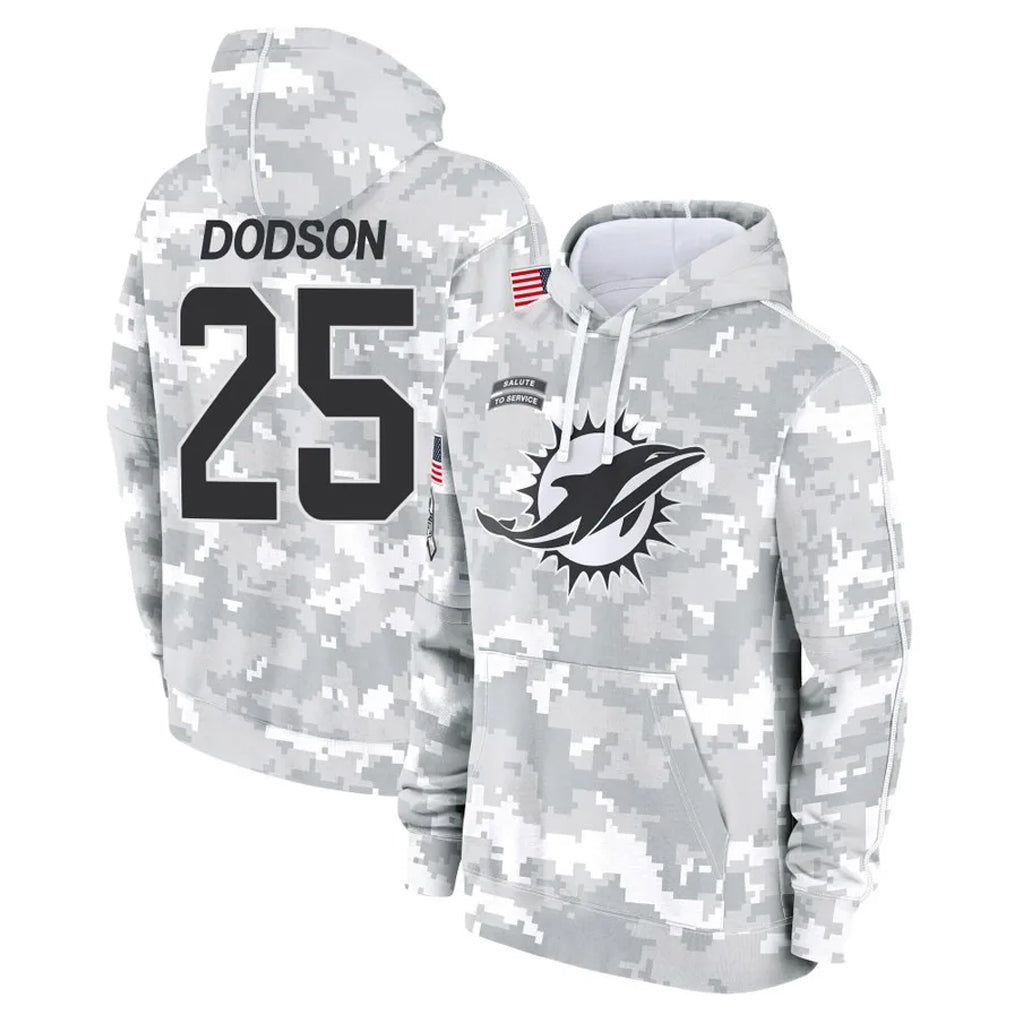 Parkc M.Dolphins #25 Tyrel Dodson Player Arctic Camo Salute to Service Hoodies Limited Game Stitched Jerseys
