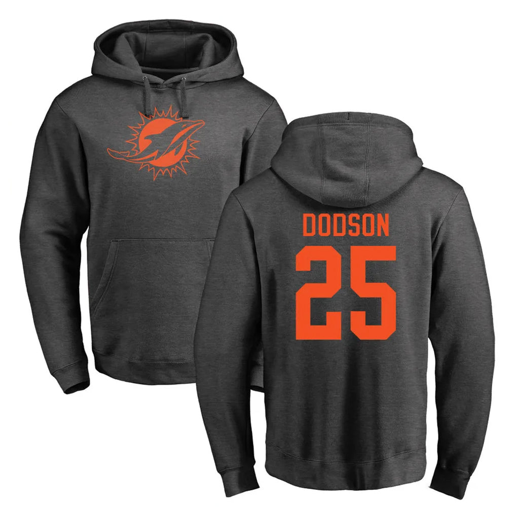 Parkc M.Dolphins #25 Tyrel Dodson Player Darkgray Pullover Hoodies Limited Stitched Jerseys