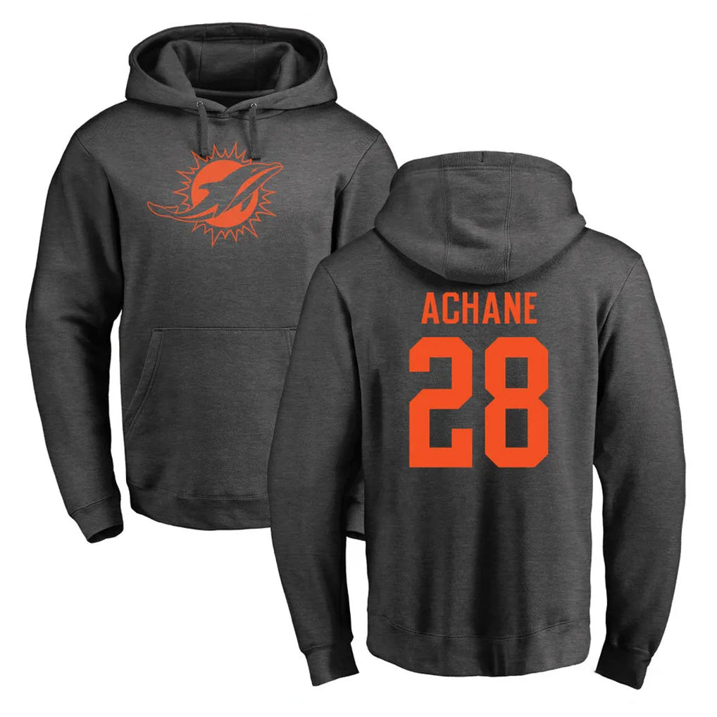 Parkc M.Dolphins #28 De'Von Achane Player Darkgray Pullover Hoodies Limited Stitched Jerseys