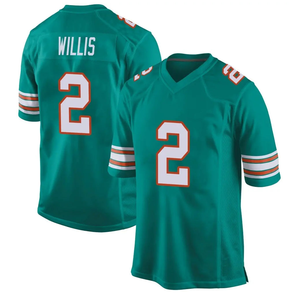 Parkc M.Dolphins #2 Malik Willis Player Aqua Alternate Home Game Stitched Jerseys