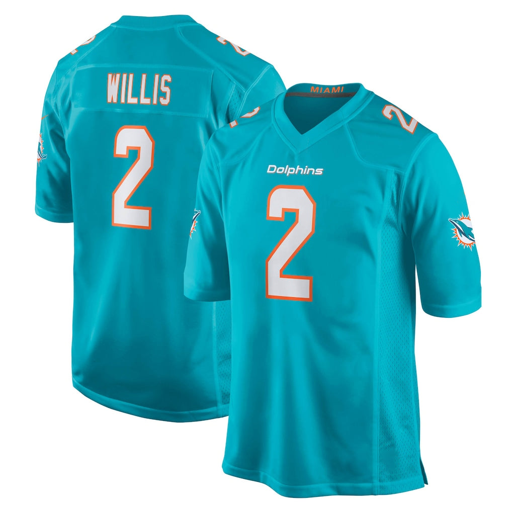 Parkc M.Dolphins #2 Malik Willis Player Aqua Home Game Stitched Jerseys