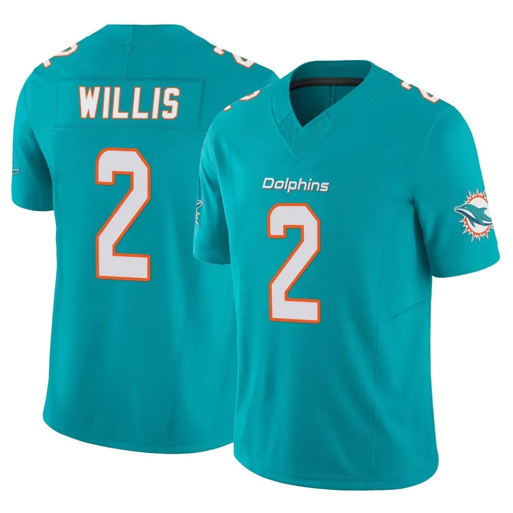 Parkc M.Dolphins #2 Malik Willis Player Aqua Limited Vapor F.U.S.E. Home Game Stitched Jerseys