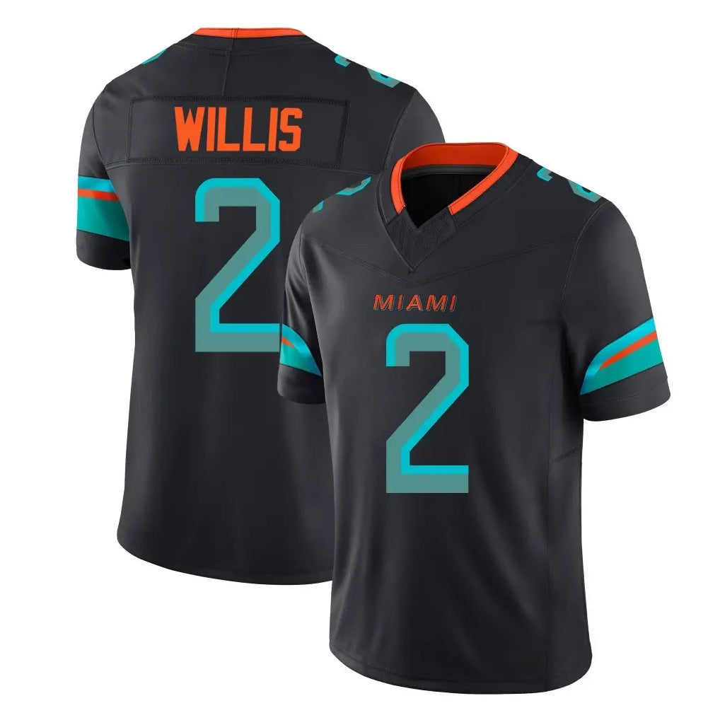 Parkc M.Dolphins #2 Malik Willis Player Black Limited Pitch Rivalries Collection Home Game Stitched Jerseys