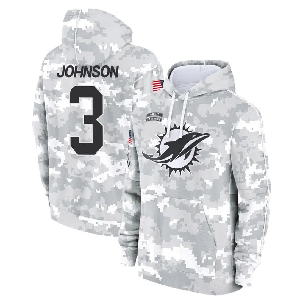 Parkc M.Dolphins #3 Chris Johnson Player Arctic Camo Salute to Service Hoodies Limited Game Stitched Jerseys