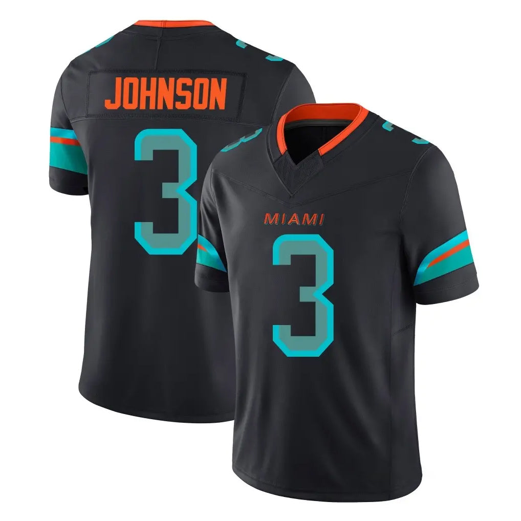 Parkc M.Dolphins #3 Chris Johnson Player Black Limited Pitch Rivalries Collection Home Game Stitched Jerseys