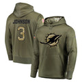 Parkc M.Dolphins #3 Chris Johnson Player Olive Salute to Service Pullover Hoodies Home Game Stitched Jerseys