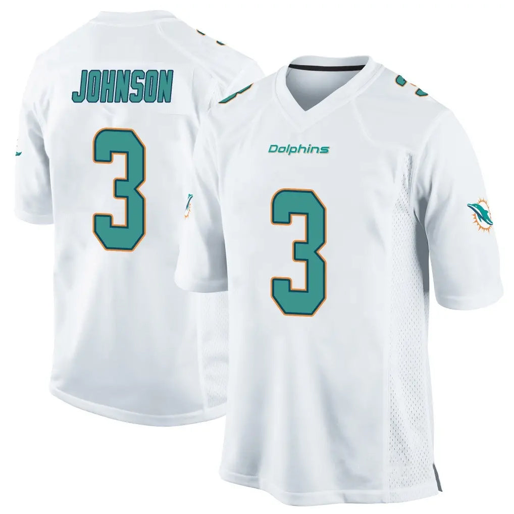 Parkc M.Dolphins #3 Chris Johnson Player White Home Game Stitched Jerseys