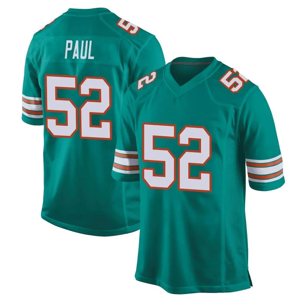 Parkc M.Dolphins #52 Patrick Paul Player Aqua Alternate Home Game Stitched Jerseys