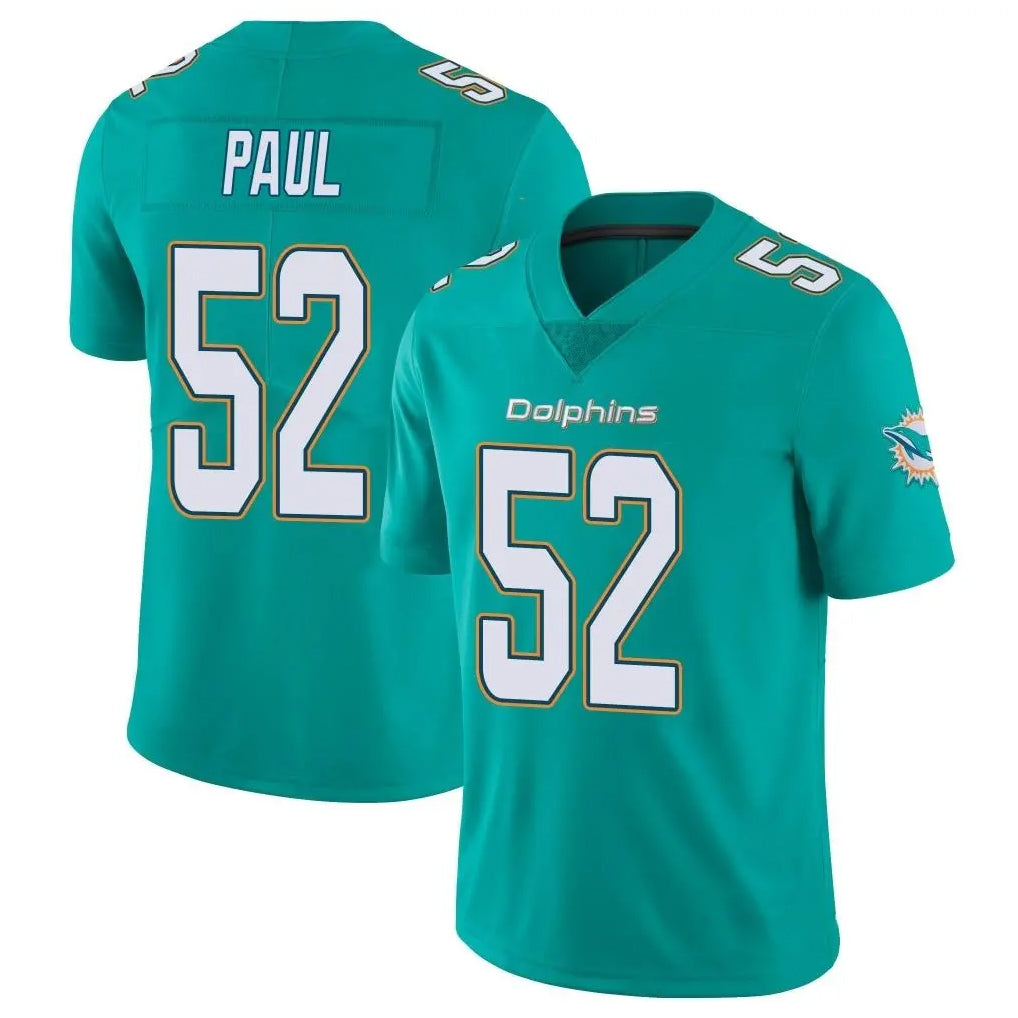 Parkc M.Dolphins #52 Patrick Paul Player Aqua Limited Vapor Untouchable Home Game Stitched Jerseys