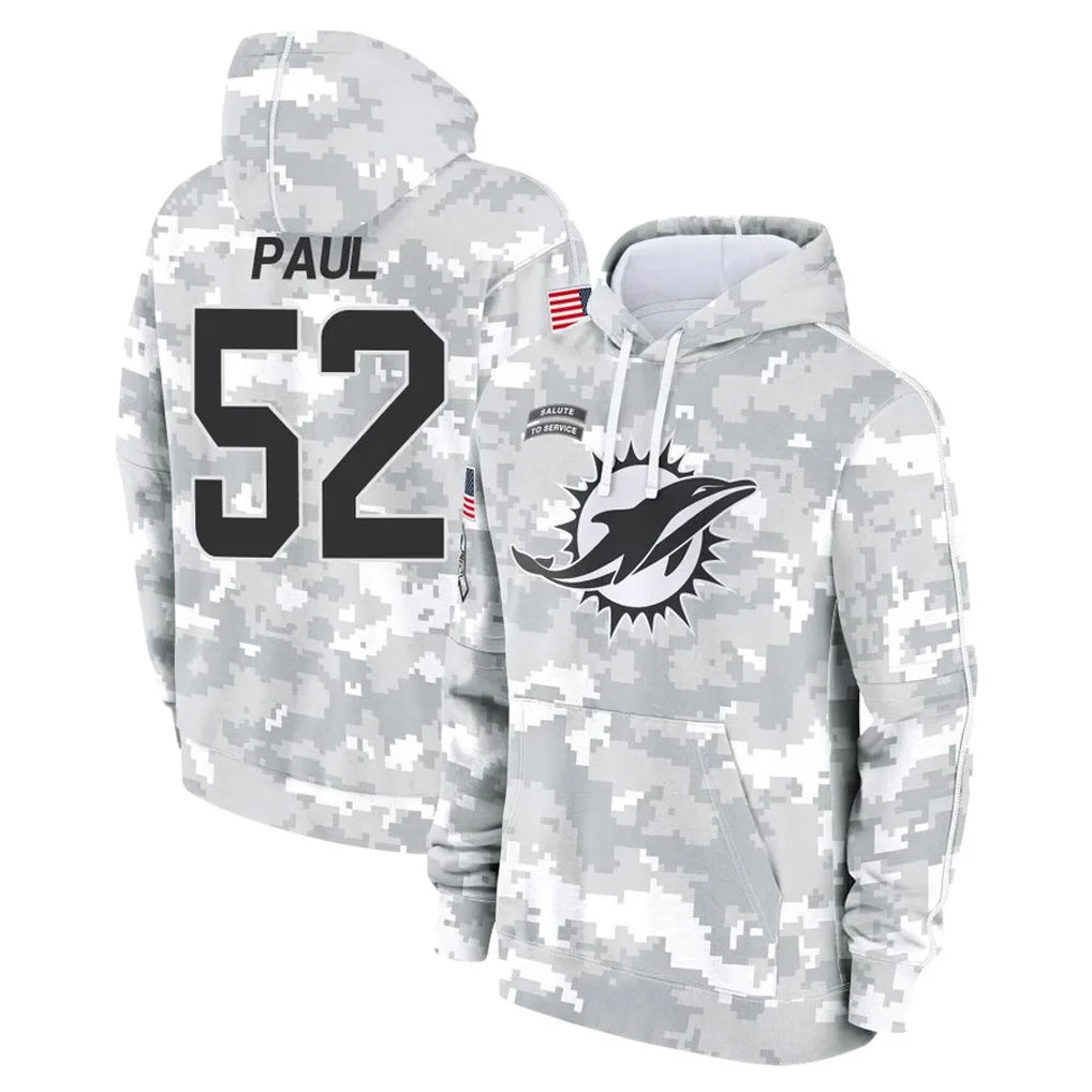 Parkc M.Dolphins #52 Patrick Paul Player Arctic Camo Salute to Service Hoodies Limited Game Stitched Jerseys