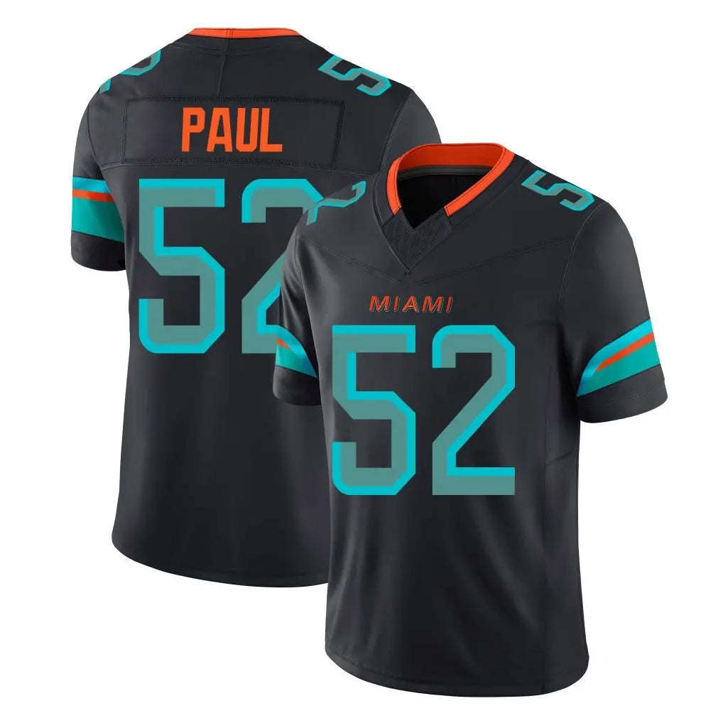 Parkc M.Dolphins #52 Patrick Paul Player Black Limited Pitch Rivalries Collection Home Game Stitched Jerseys