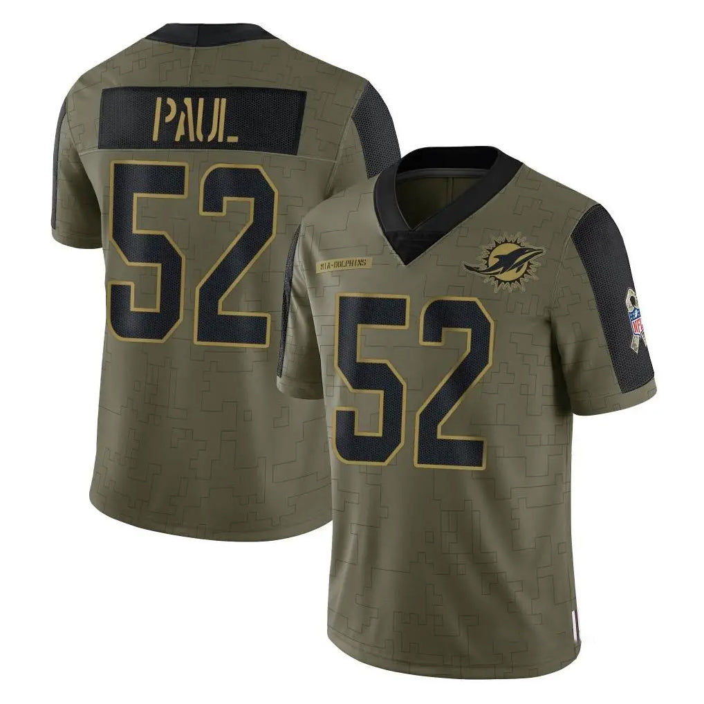 Parkc M.Dolphins #52 Patrick Paul Player Olive Salute To Service Limited Game Stitched Jerseys
