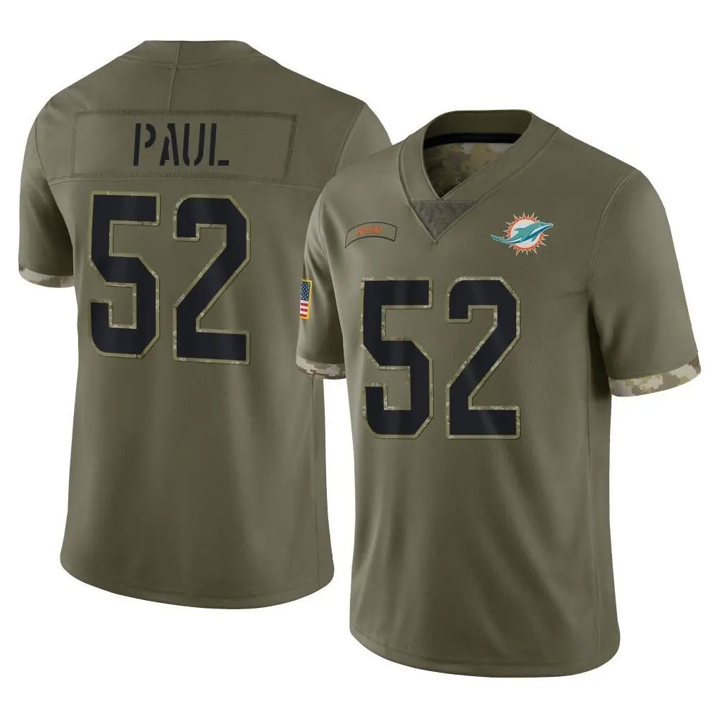 Parkc M.Dolphins #52 Patrick Paul Player Olive Salute To Service Limited Stitched Jerseys