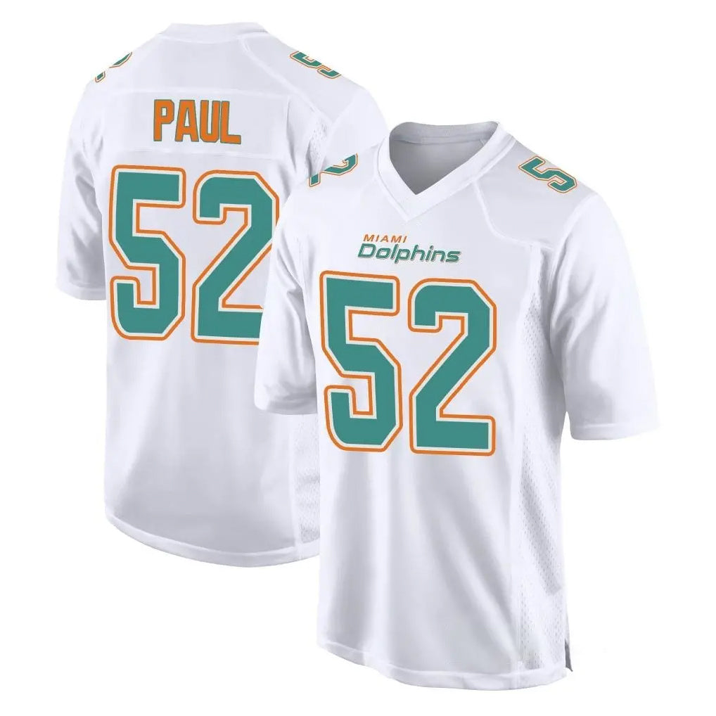 Parkc M.Dolphins #52 Patrick Paul Player White Fashion Home Game Stitched Jerseys