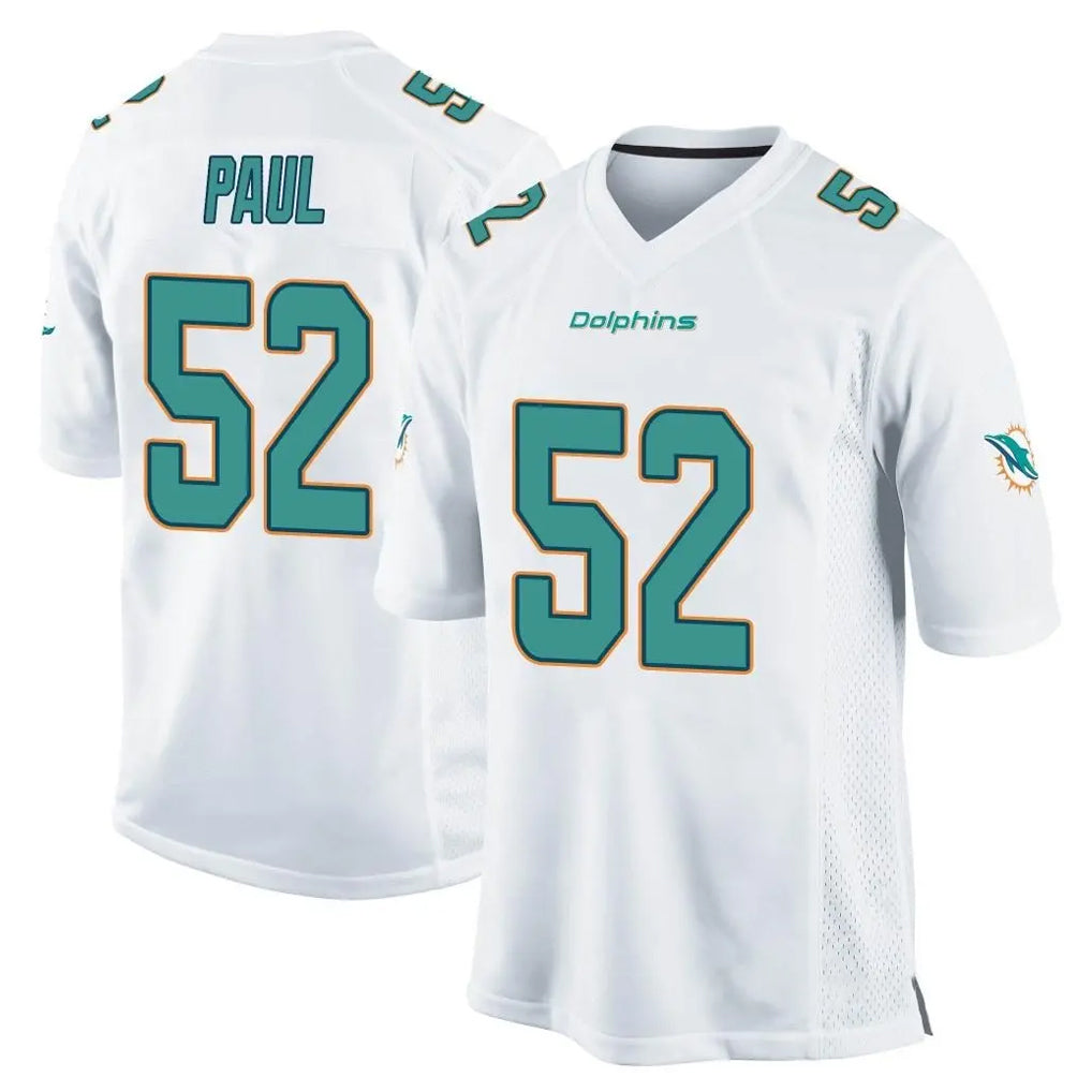 Parkc M.Dolphins #52 Patrick Paul Player White Home Game Stitched Jerseys