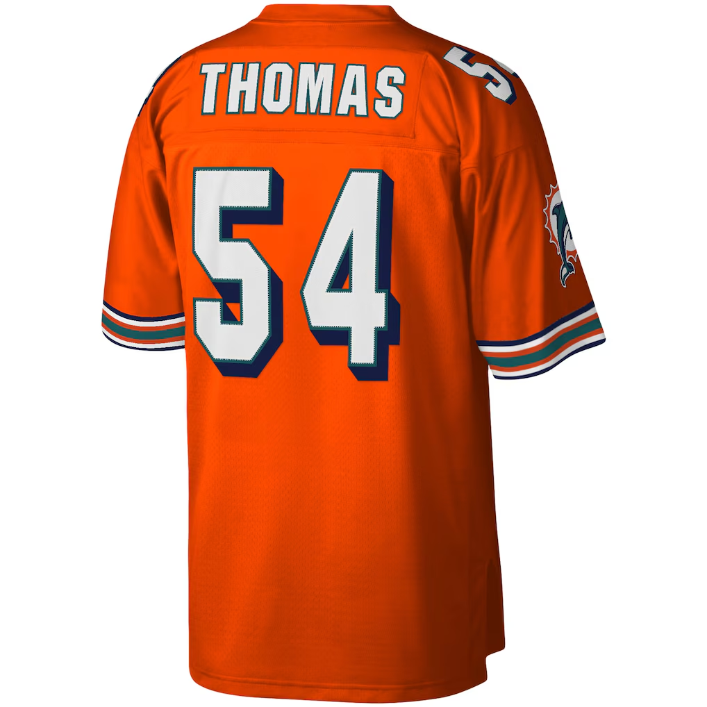 Parkc M.Dolphins #54 Zach Thomas Mitchell & Ness Orange Legacy Replica Stitched Puhic Jersey