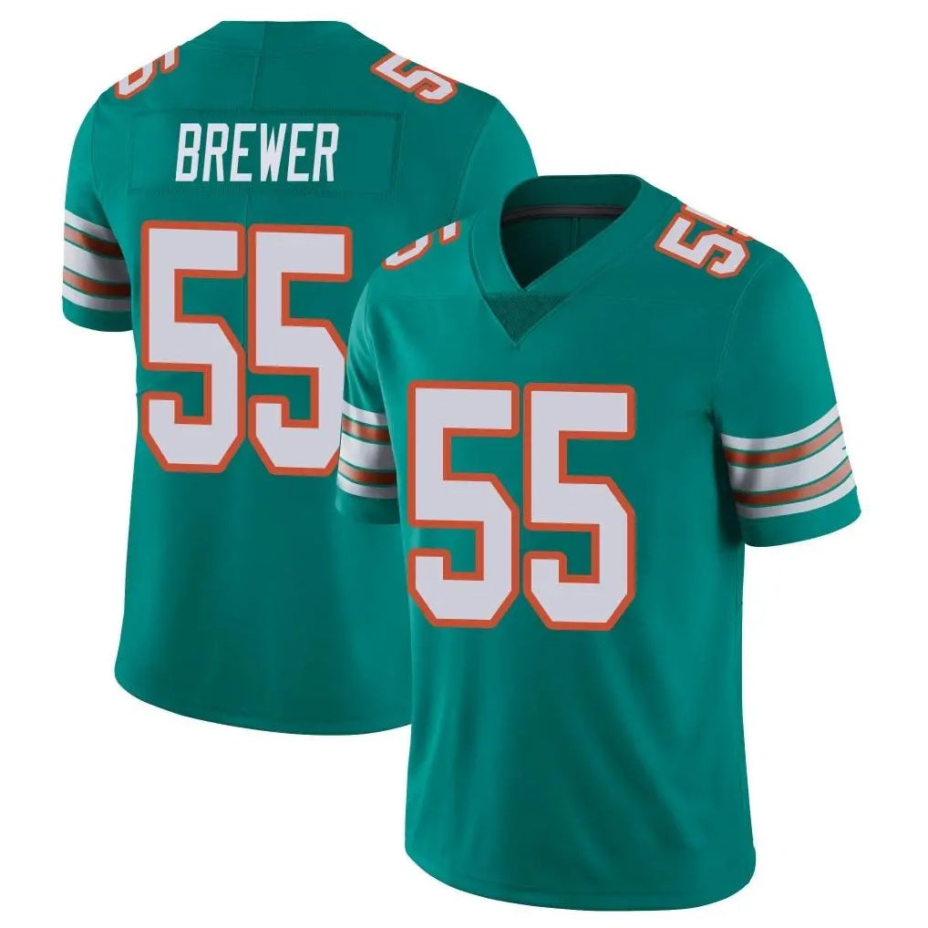 Parkc M.Dolphins #55 Aaron Brewer Player Aqua Limited Alternate Vapor Untouchable Home Game Stitched Jerseys