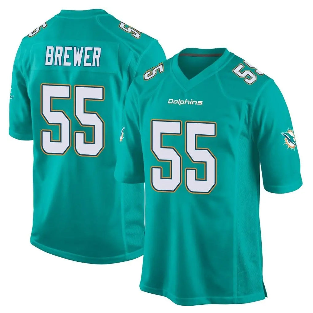 Parkc M.Dolphins #55 Aaron Brewer Player Aqua Team Color Home Game Stitched Jerseys
