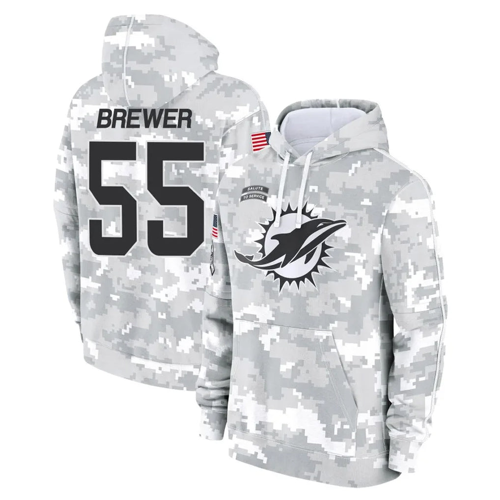 Parkc M.Dolphins #55 Aaron Brewer Player Arctic Camo Salute to Service Hoodies Limited Game Stitched Jerseys