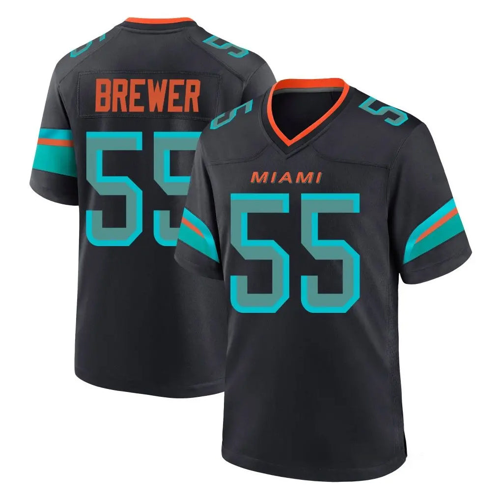 Parkc M.Dolphins #55 Aaron Brewer Player Black Pitch Rivalries Collection Home Game Stitched Jerseys