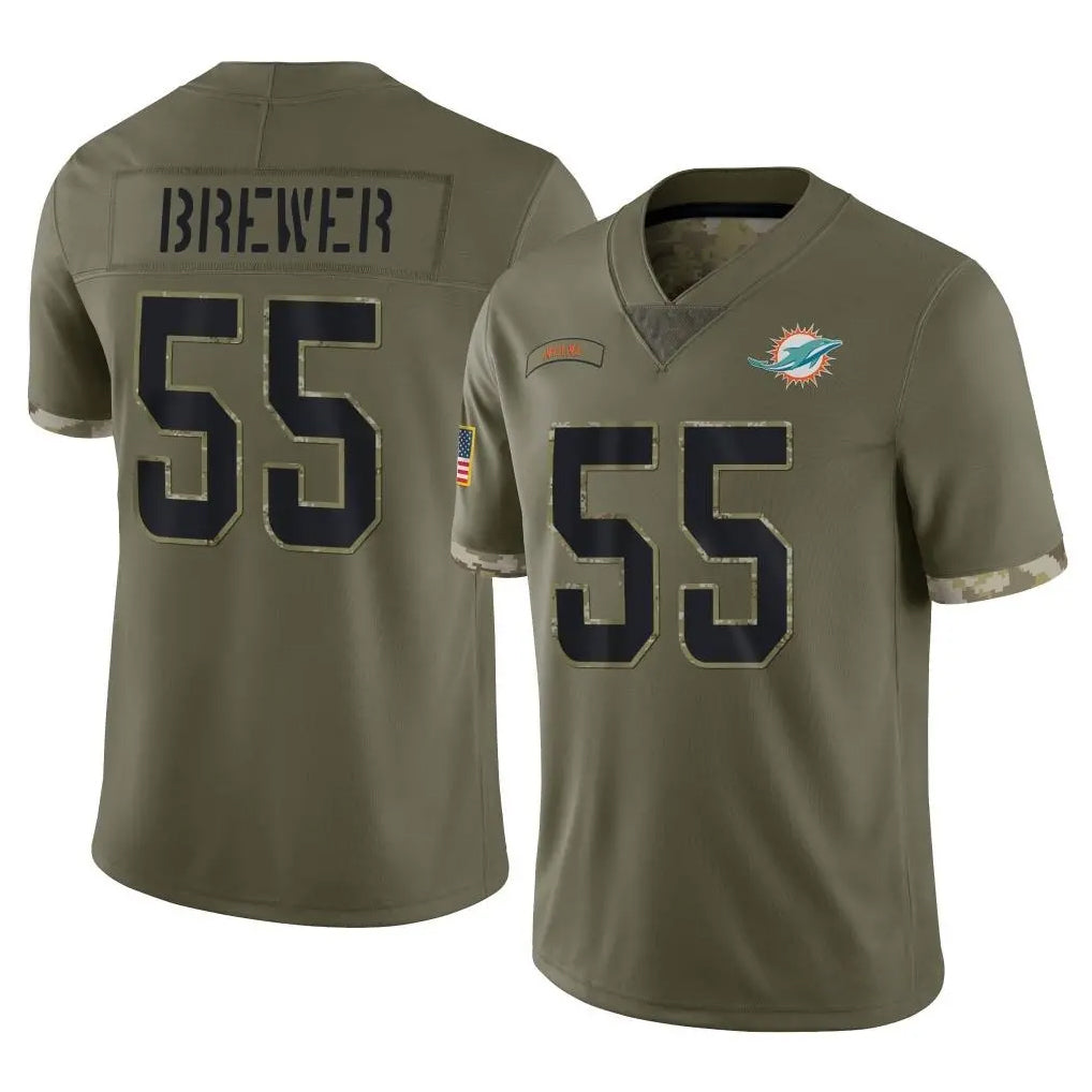 Parkc M.Dolphins #55 Aaron Brewer Player Olive Salute To Service Limited Stitched Jerseys