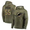 Parkc M.Dolphins #55 Aaron Brewer Player Olive Salute to Service Pullover Hoodies Home Game Stitched Jerseys
