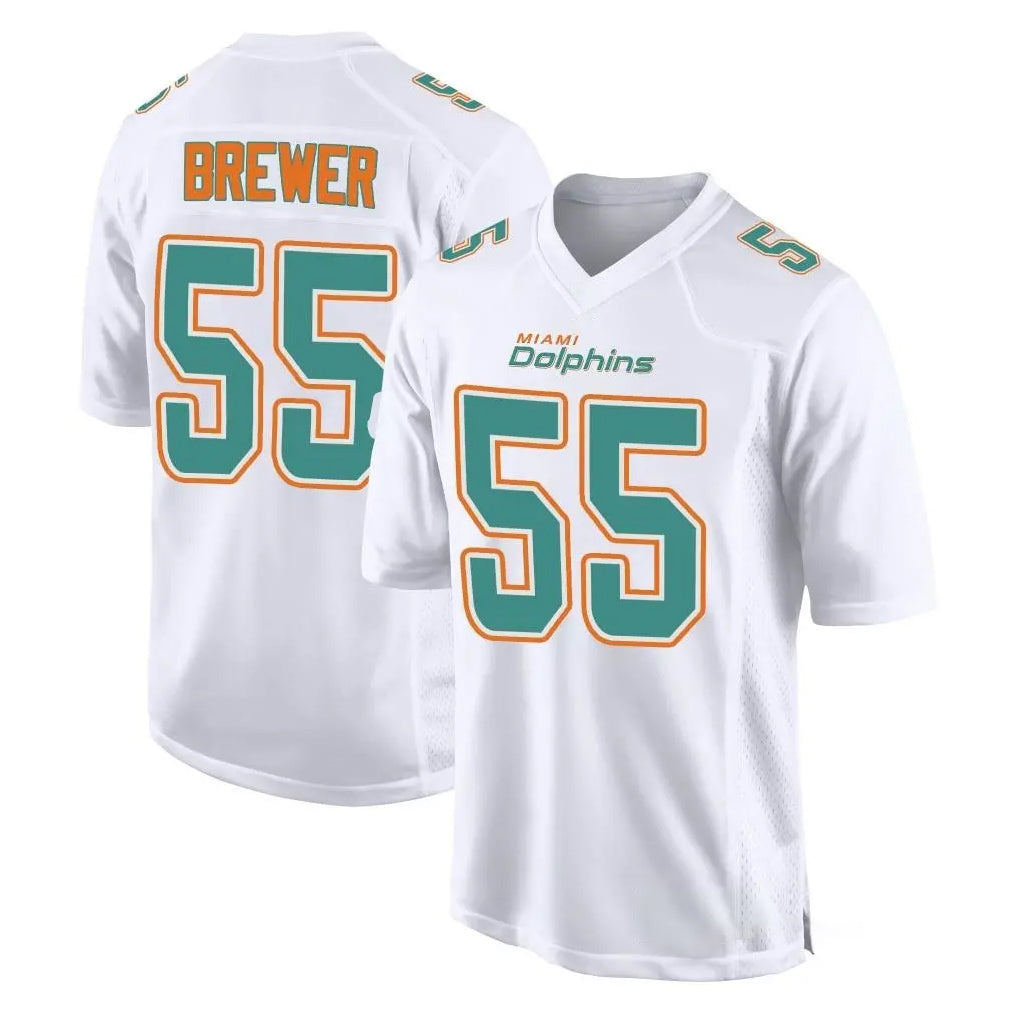 Parkc M.Dolphins #55 Aaron Brewer Player White Fashion Home Game Stitched Jerseys