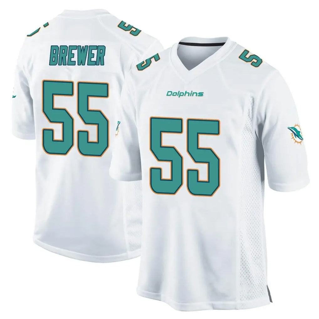 Parkc M.Dolphins #55 Aaron Brewer Player White Home Game Stitched Jerseys