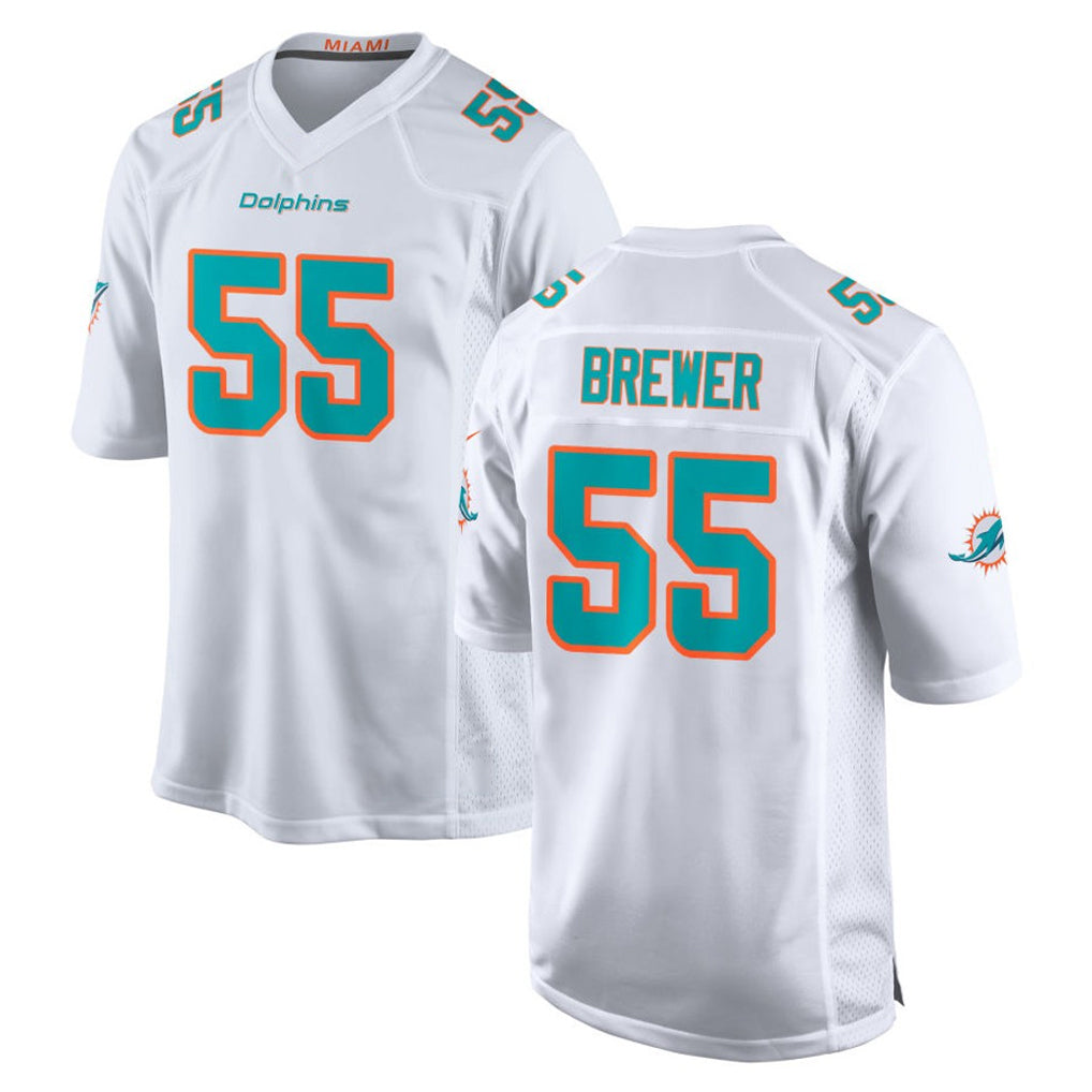 Parkc M.Dolphins #55 Aaron Brewer Player White Limited Home Game Stitched Jerseys