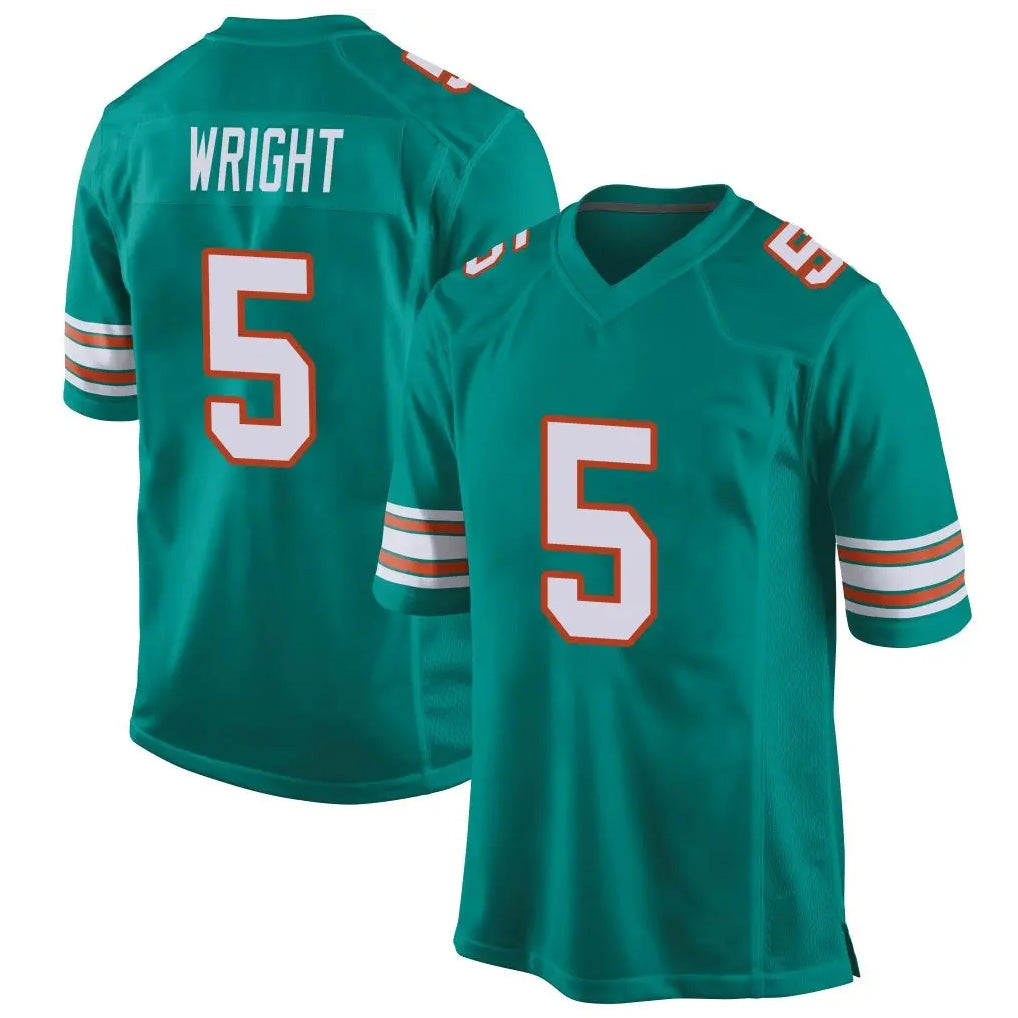 Parkc M.Dolphins #5 Jaylen Wright Player Aqua Alternate Home Game Stitched Jerseys