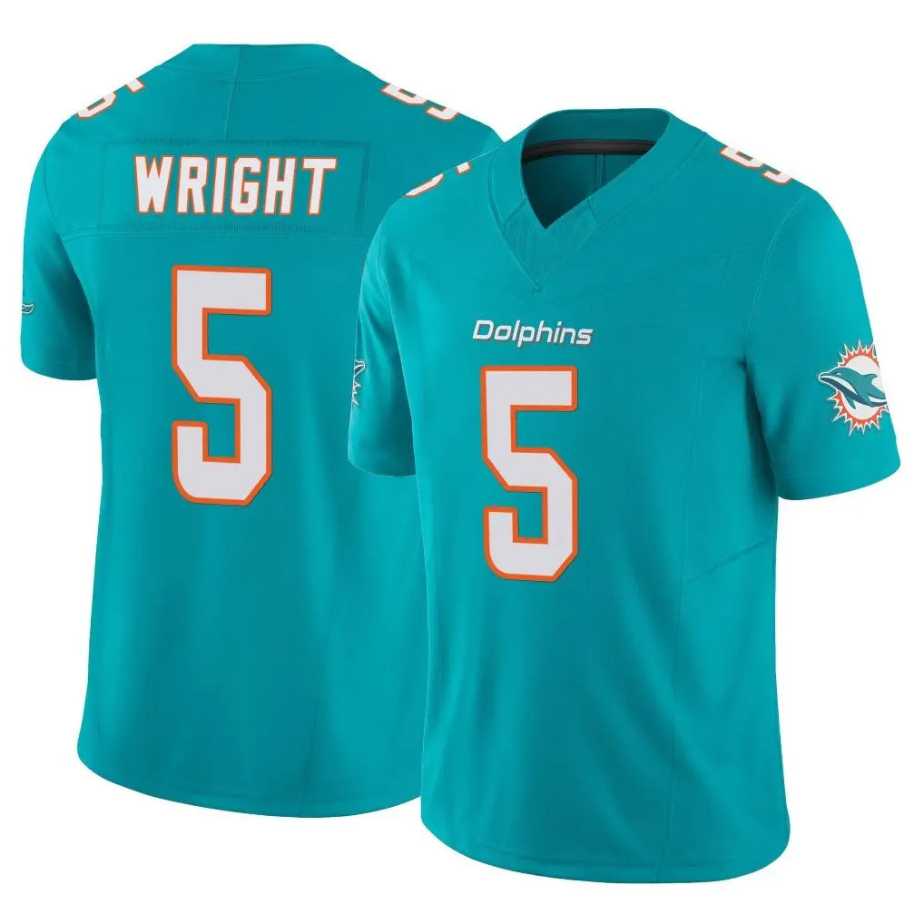 Parkc M.Dolphins #5 Jaylen Wright Player Aqua Limited Vapor F.U.S.E. Home Game Stitched Jerseys