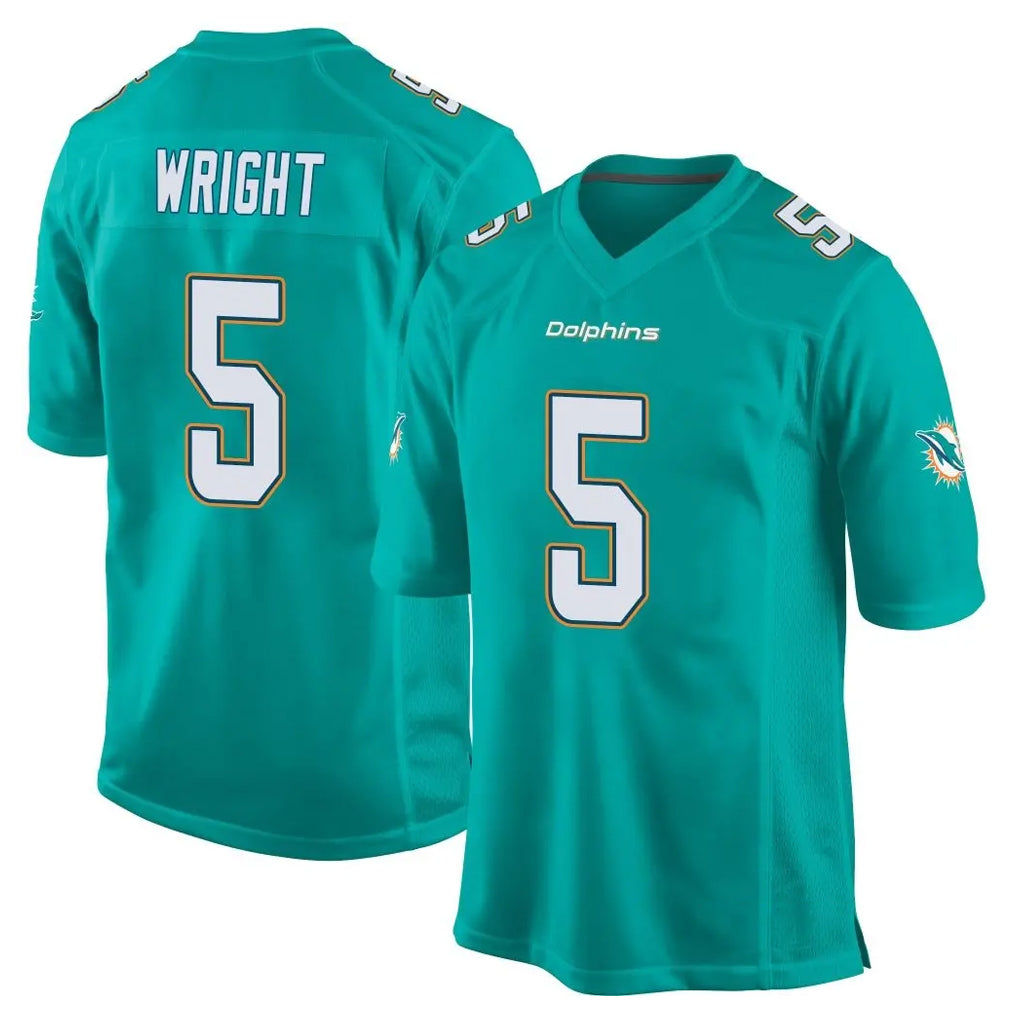 Parkc M.Dolphins #5 Jaylen Wright Player Aqua Team Color Home Game Stitched Jerseys