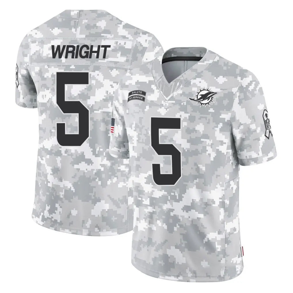 Parkc M.Dolphins #5 Jaylen Wright Player Arctic Camo Salute To Service Limited Game Stitched Jerseys