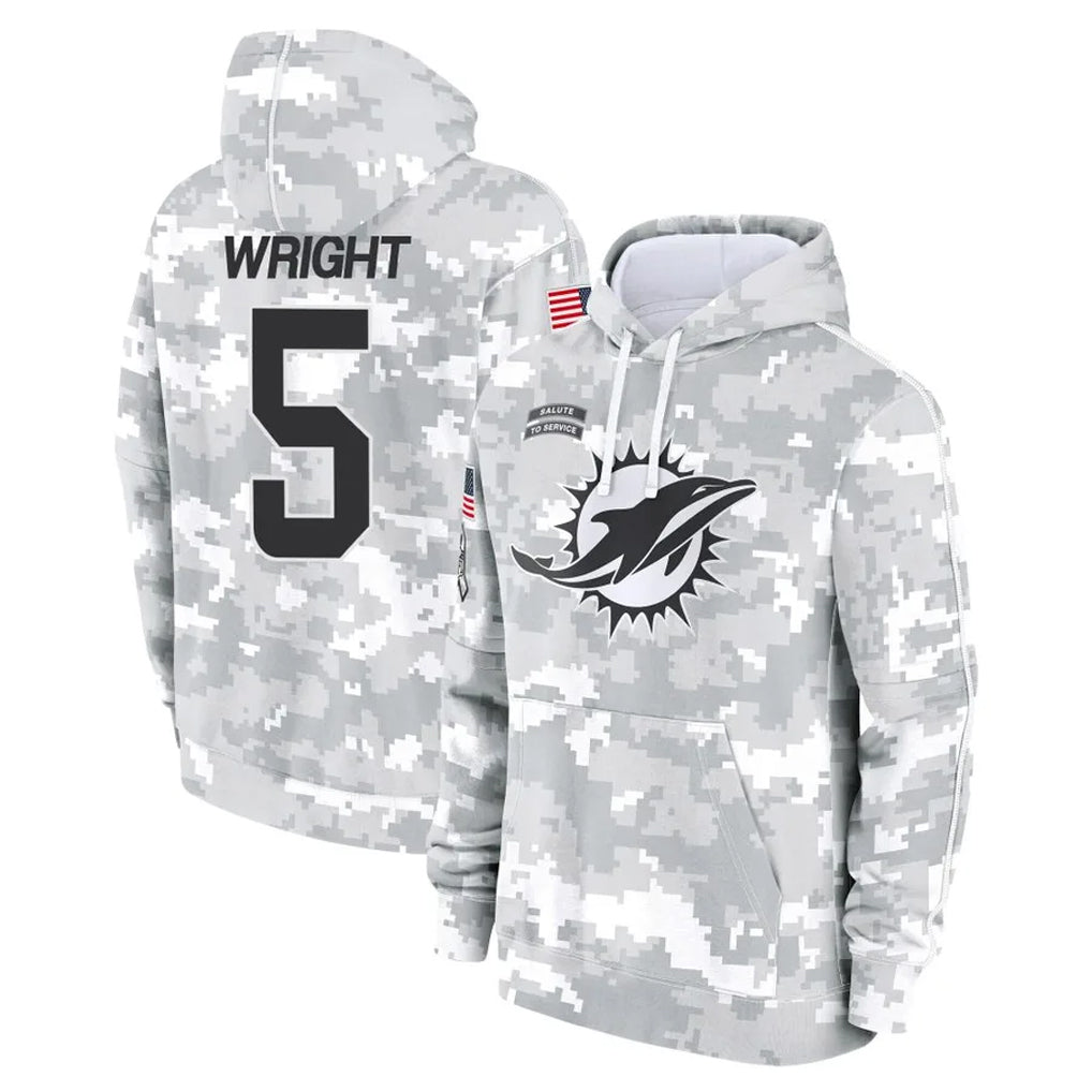 Parkc M.Dolphins #5 Jaylen Wright Player Arctic Camo Salute to Service Hoodies Limited Game Stitched Jerseys