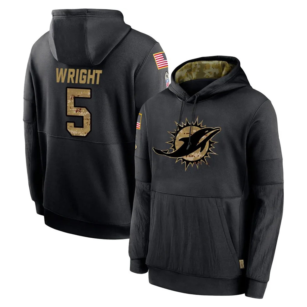 Parkc M.Dolphins #5 Jaylen Wright Player Black Salute to Service Hoodies Limited Game Stitched Jerseys