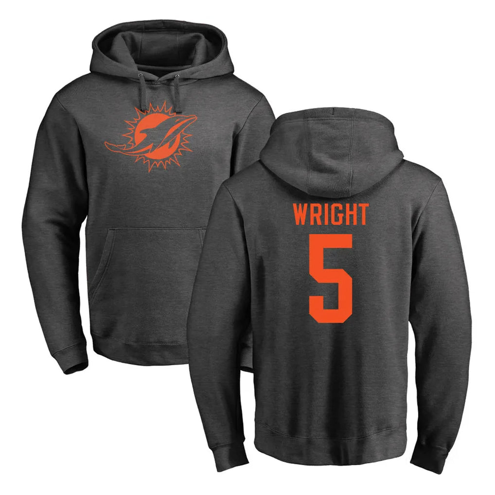 Parkc M.Dolphins #5 Jaylen Wright Player Darkgray Pullover Hoodies Limited Stitched Jerseys