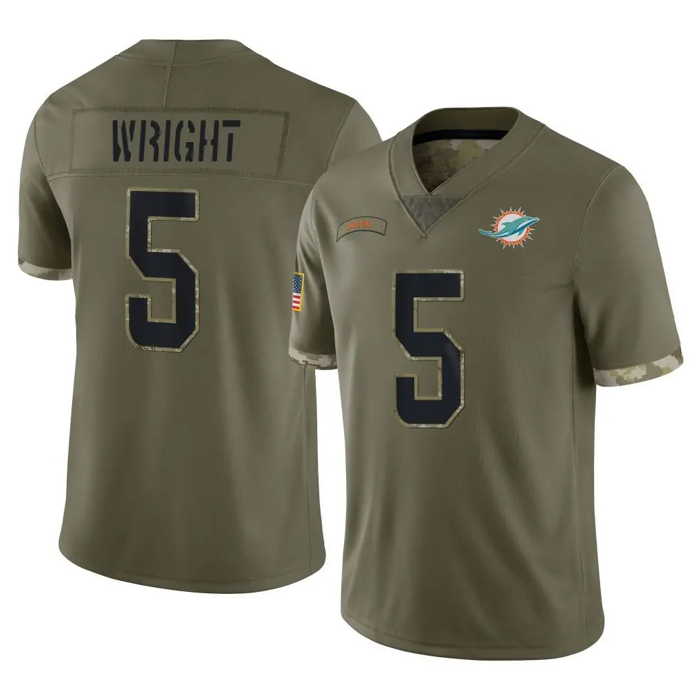 Parkc M.Dolphins #5 Jaylen Wright Player Olive Salute To Service Limited Stitched Jerseys