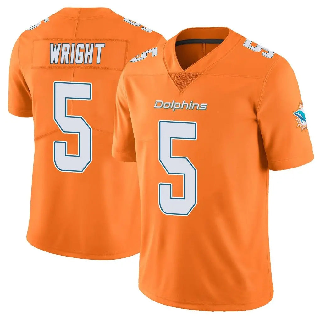 Parkc M.Dolphins #5 Jaylen Wright Player Orange Limited Home Game Stitched Jerseys