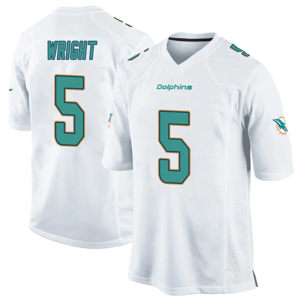 Parkc M.Dolphins #5 Jaylen Wright Player White Home Game Stitched Jerseys
