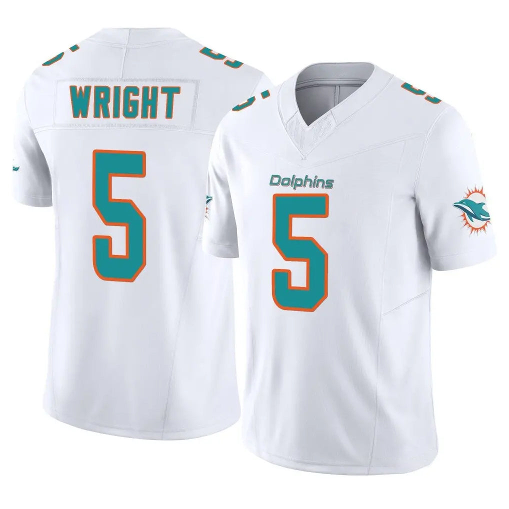 Parkc M.Dolphins #5 Jaylen Wright Player White Limited Vapor F.U.S.E. Home Game Stitched Jerseys