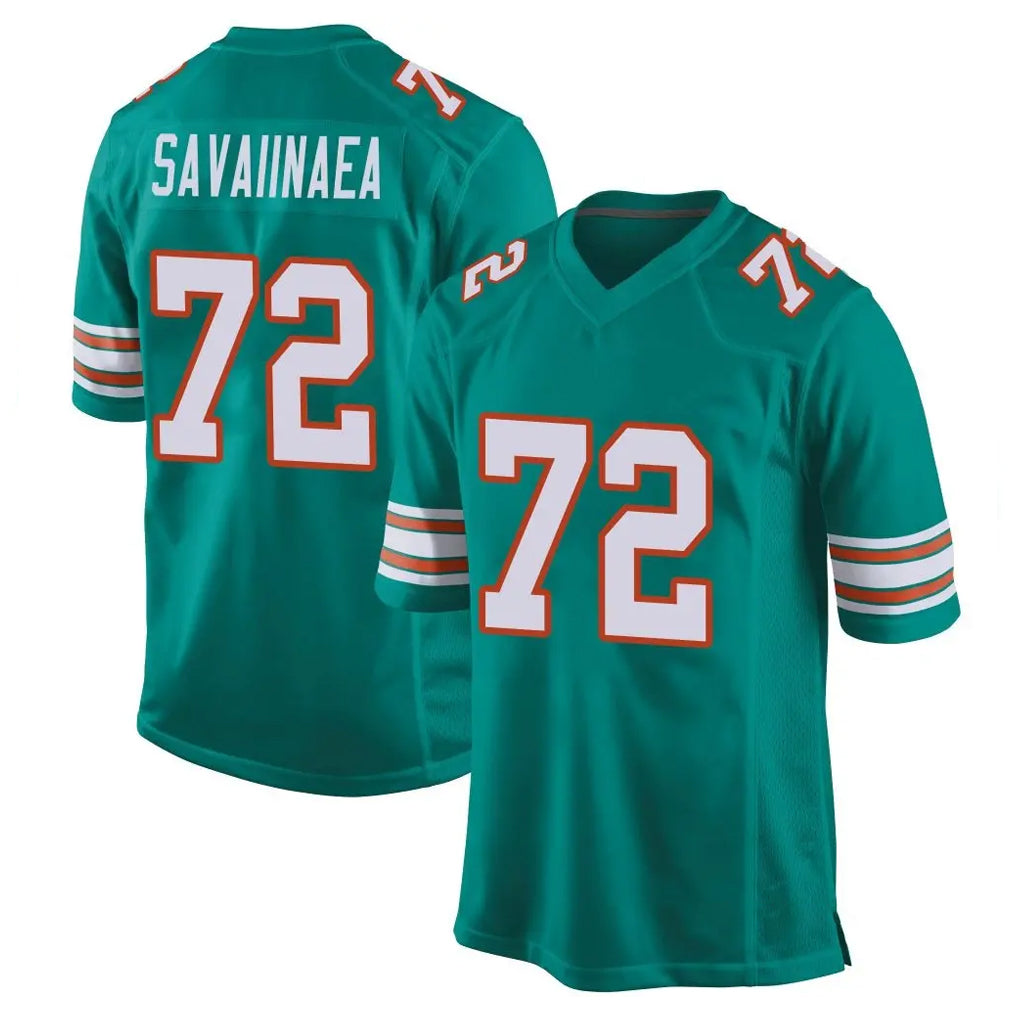 Parkc M.Dolphins #72 Jonah Savaiinaea Player Aqua Alternate Home Game Stitched Jerseys