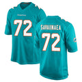 Parkc M.Dolphins #72 Jonah Savaiinaea Player Aqua Home Game Stitched Jerseys