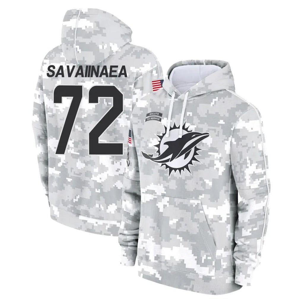 Parkc M.Dolphins #72 Jonah Savaiinaea Player Arctic Camo Salute to Service Hoodies Limited Game Stitched Jerseys