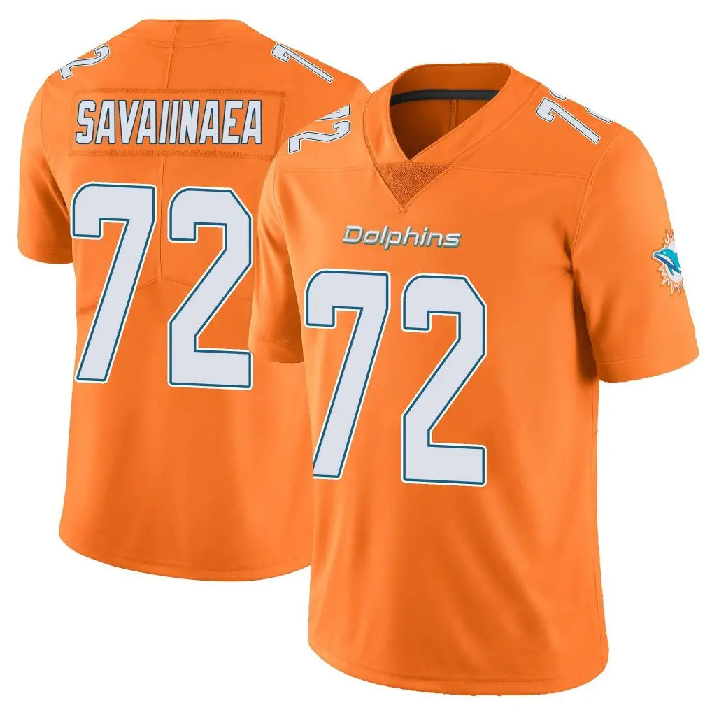 Parkc M.Dolphins #72 Jonah Savaiinaea Player Orange Limited Home Game Stitched Jerseys